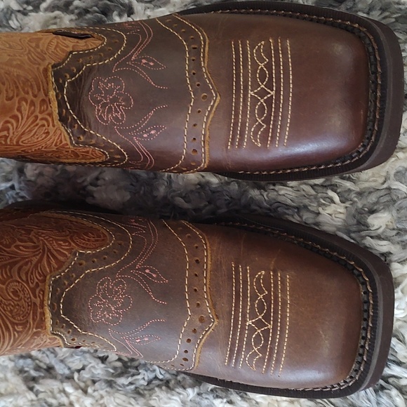 Women's JUSTIN Western Leather Boots / Starlina Square Toe Gypsy Collection - Picture 2 of 8